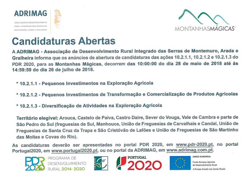 Candidaturas de Apoio à Agricultura Abertas: Montanhas Mágicas